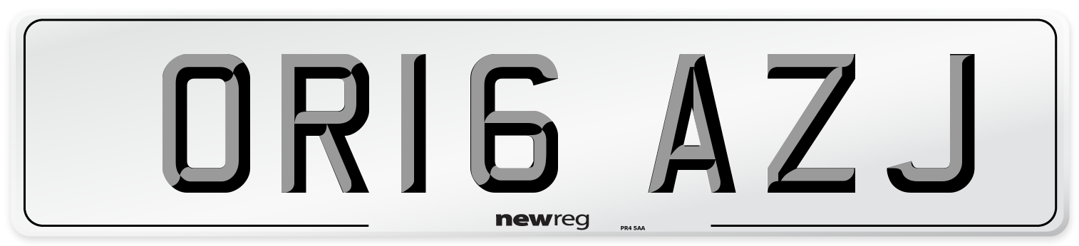 OR16 AZJ Number Plate from New Reg